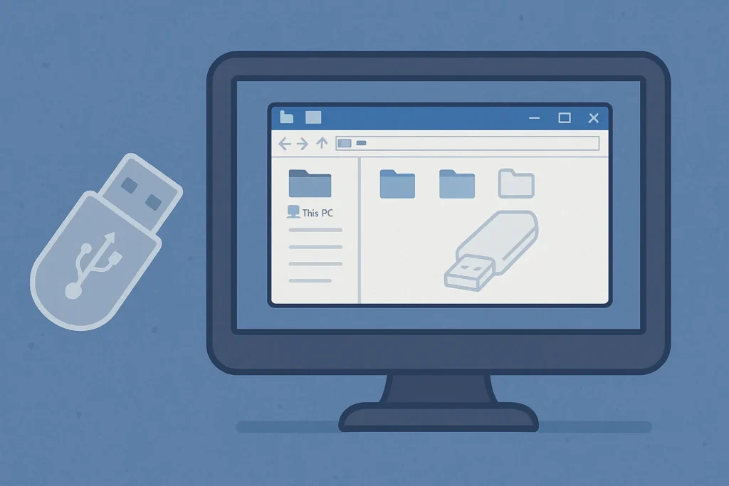 Illustration d’une clé USB fantôme ne s’affichant pas dans l’Explorateur Windows