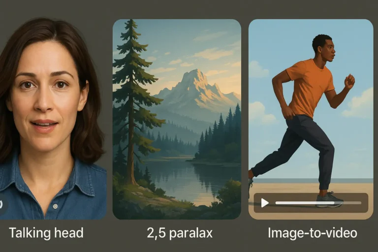 Animation d’images statiques par intelligence artificielle avec trois méthodes : talking head, parallaxe 2,5D et image-to-video