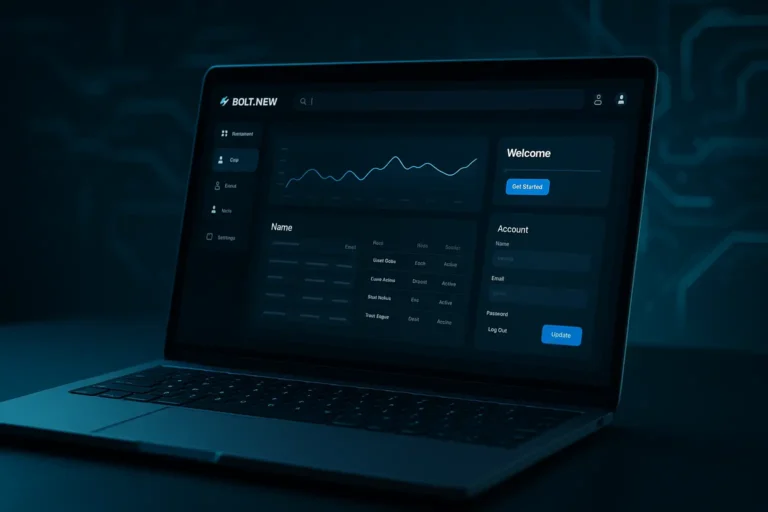 Ordinateur portable affichant une interface web générée automatiquement par Bolt IA