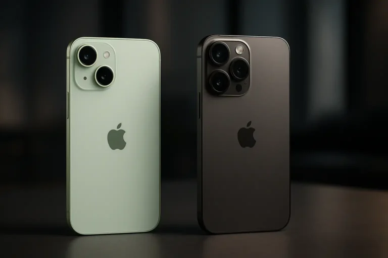 Comparatif visuel entre l’iPhone 16 et l’iPhone 16 Pro, mettant en avant leurs différences de design et de finitions