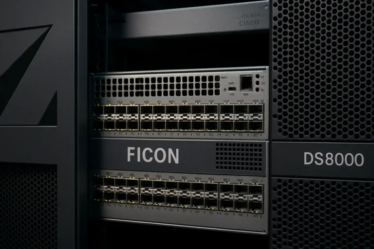 Switch FICON en centre de données IBM Z, interconnexion mainframe et stockage DS8000
