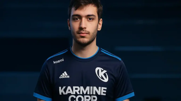 Vladi Kourtidis midlaner grec de Karmine Corp en LEC 2025 en maillot officiel bleu