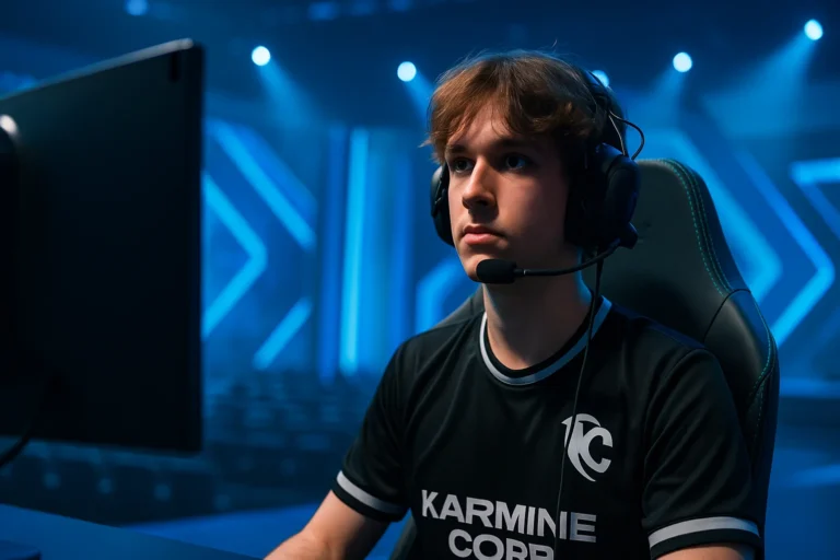 Caliste – ADC de Karmine Corp en LEC, joueur e-sport concentré sur scène