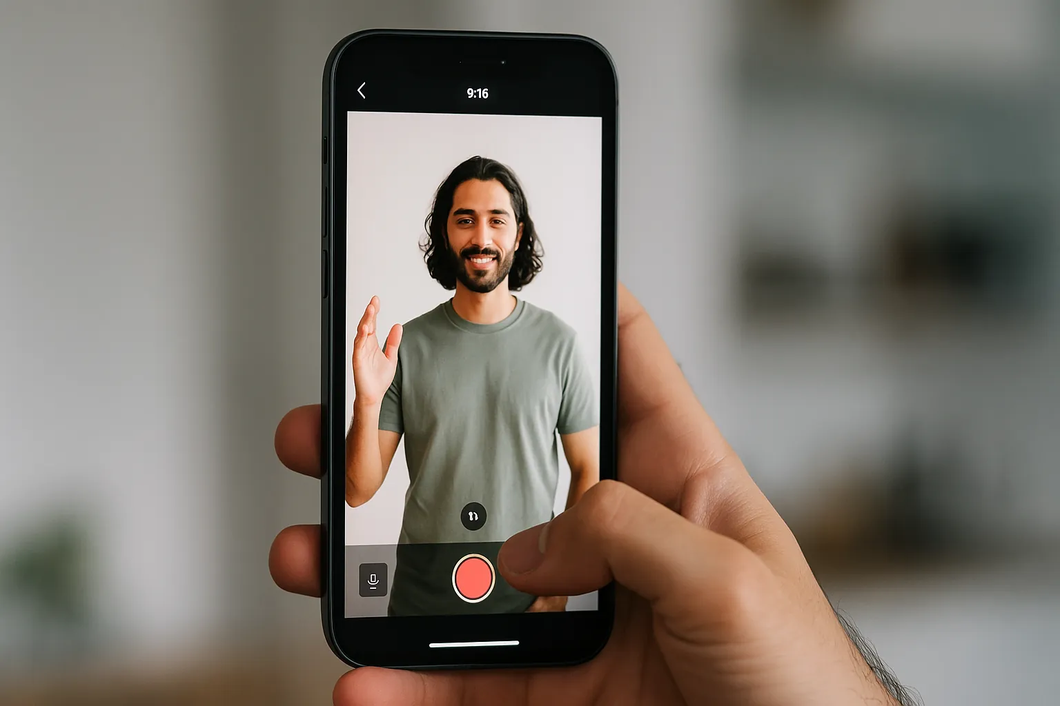 format instagram 2025 : créateur de contenu filmant une vidéo verticale 9:16 pour un Reel, écran de smartphone cadré au centre, illustration des nouveaux formats photo et vidéo Instagram