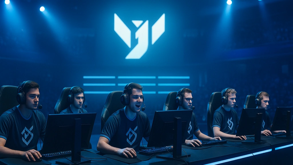 Joblife Valorant en VCL France 2025 : équipe française concentrée sur scène e-sport, éclairage bleu,