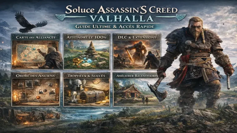 Guerrier viking explorant l’Angleterre médiévale dans Assassin’s Creed Valhalla, illustration pour une soluce complète et le guide 100 %