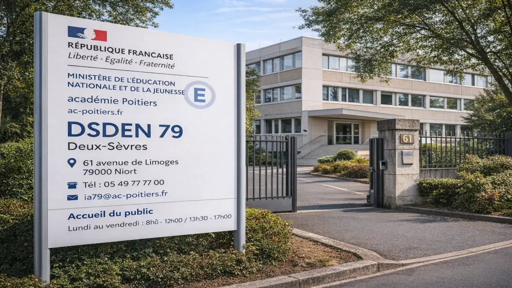 Façade de la DSDEN 79 à Niort, siège de l’Inspection académique des Deux-Sèvres, avenue de Limoges.