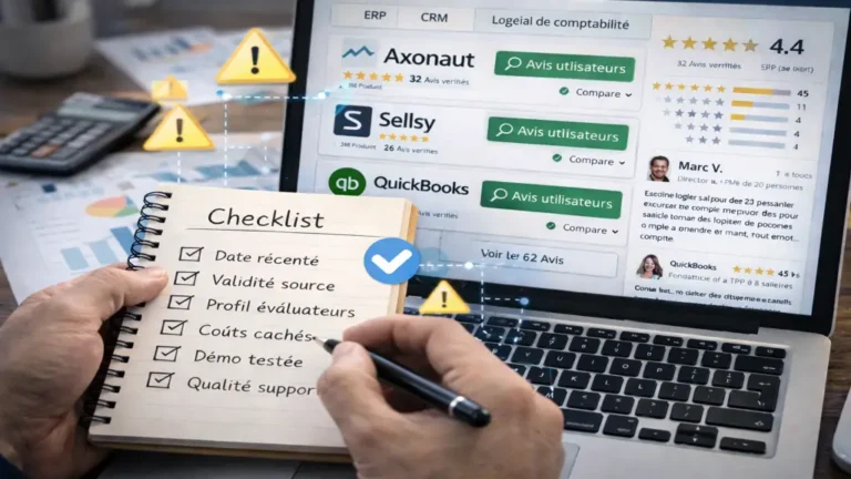 Analyse critique d’avis logiciels de gestion pour PME avec checklist de vérification, comparatif ERP, CRM et comptabilité sur ordinateur