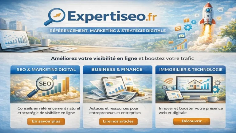Illustration représentant Expertiseo.fr, plateforme dédiée au référencement naturel, au marketing digital et à la stratégie de visibilité en ligne pour les entreprises et professionnels du web.