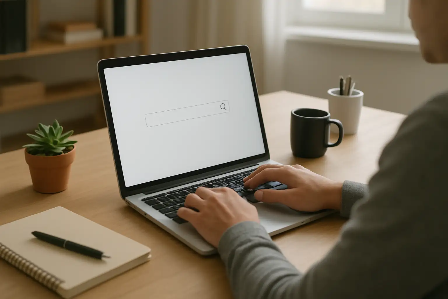 Une personne cherche la signification d’un mot ambigu sur Internet depuis un ordinateur portable