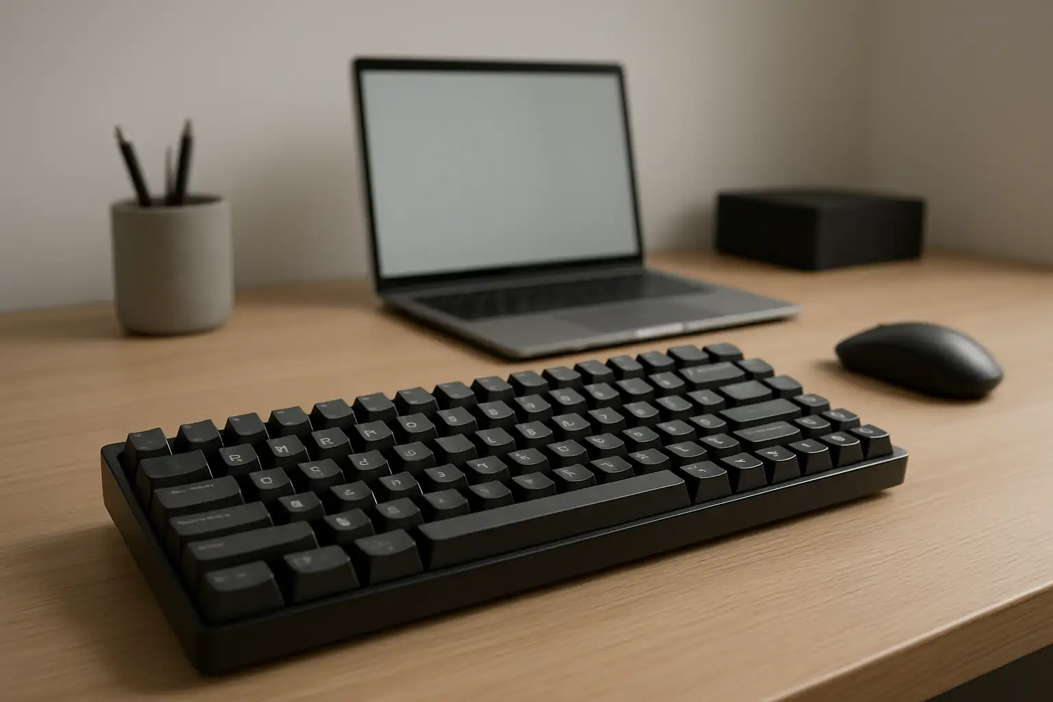 Clavier mécanique sur un bureau moderne dans un contexte de travail ou de gaming