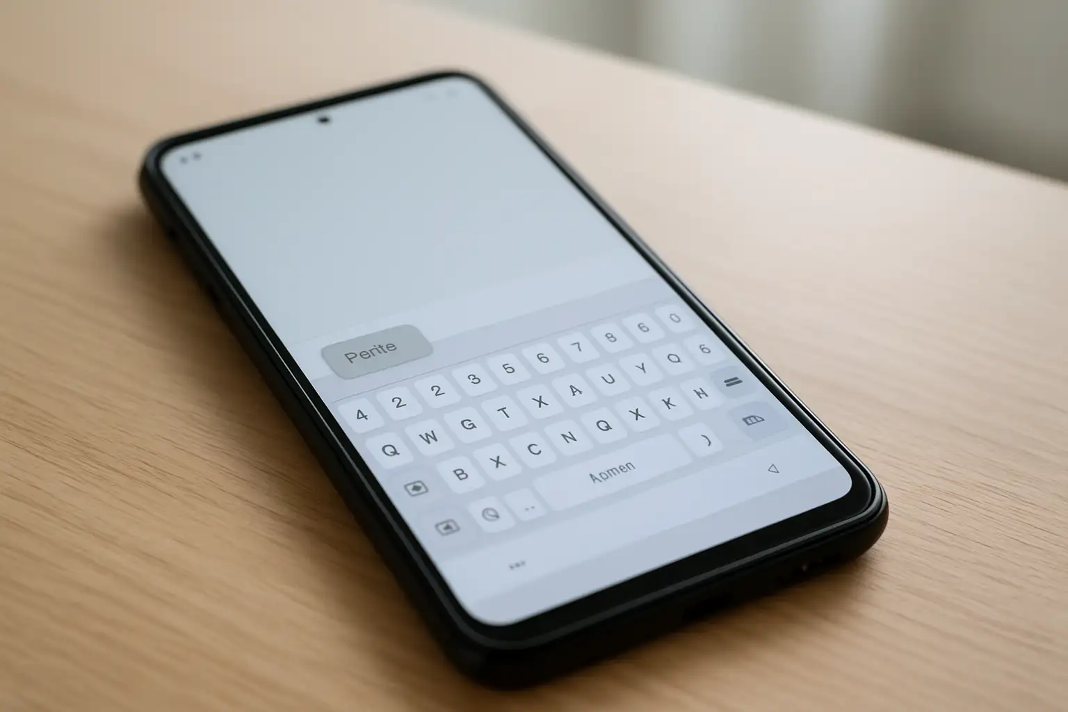 Smartphone Samsung avec le clavier ouvert et l’accès au presse-papier à l’écran