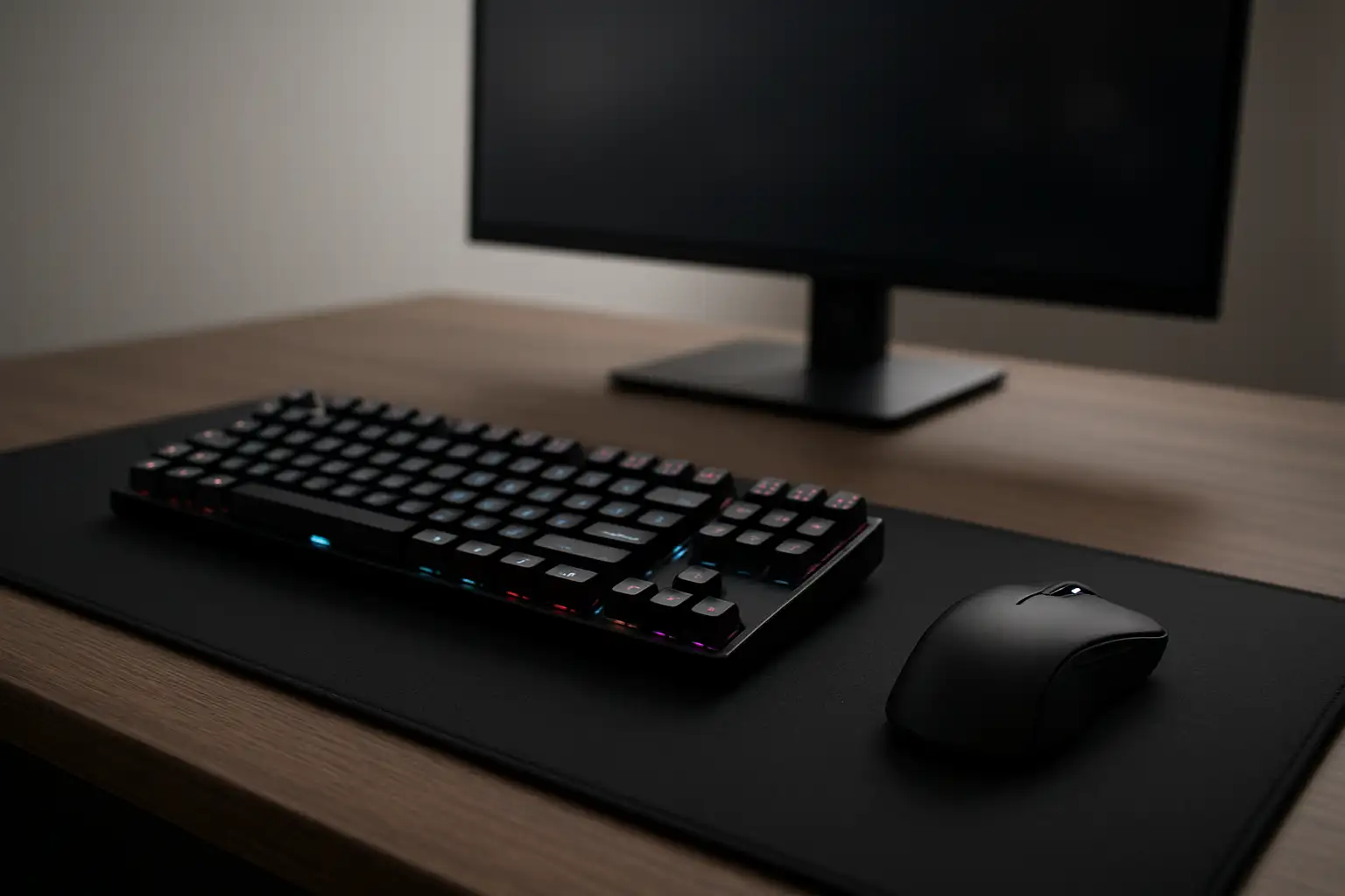 Clavier gamer et souris gamer sur un bureau moderne