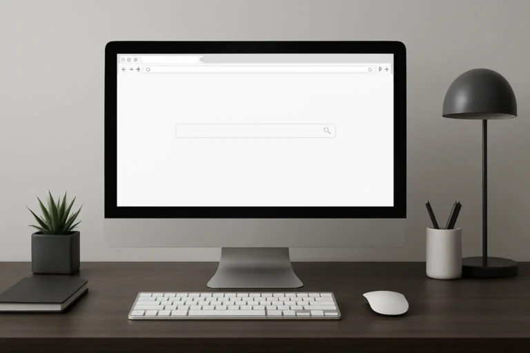 Écran d’ordinateur montrant une page web neutre pour illustrer pop startup
