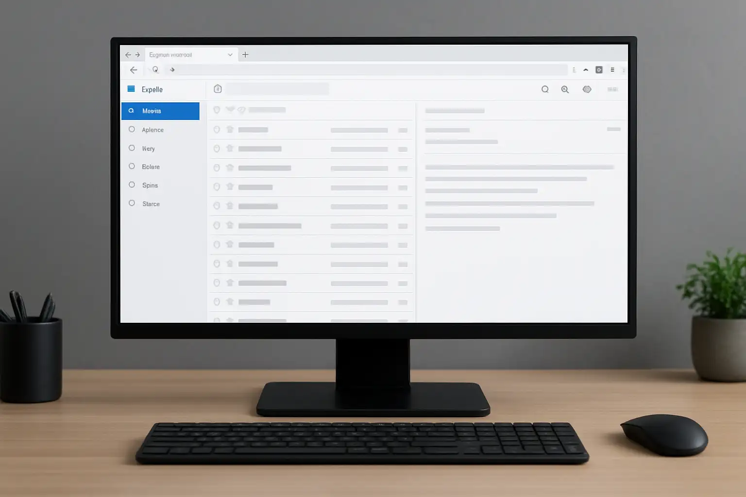Interface de webmail Roundcube affichée sur un écran d’ordinateur dans un bureau